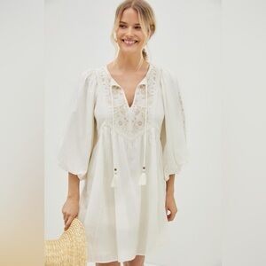Anthropologie Viveka Embroidered Lace Mini Dress Cottagecore